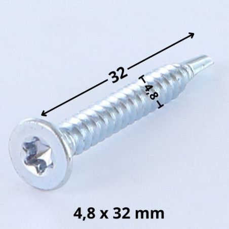 1 x Vis autoperceuse Tête fraisée TORX T25 4.8X32 Acier zingué