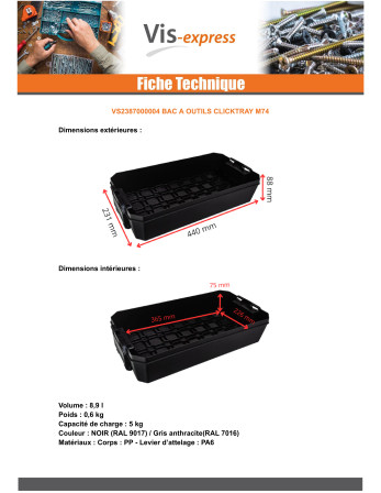 BAC à OUTILS CLICKTRAY M74