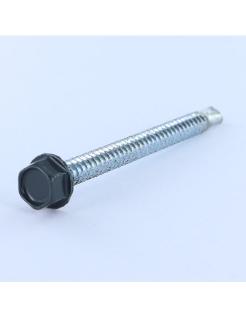 Vis autoperceuse Tête hexagonale TH 6.3X75 Filet tôle Acier zingué LAQ RAL7016 gris anthracite