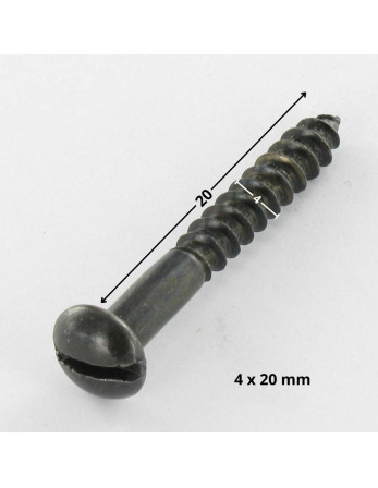 Vis bois Tête ronde TR Fendue 4X20 Acier zingué noir