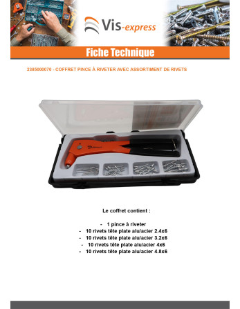 Assortiment de pince à riveter Avec Rivets
