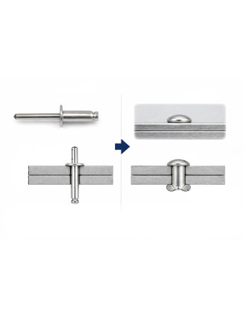 Rivet aveugle Aluminium Tige acier 3.2X20 Epaisseur de serrage 15 à 17 Tête Ronde Standard ALX