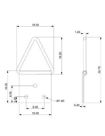 Attache triangulaire pour tableau 16MM Acier brut