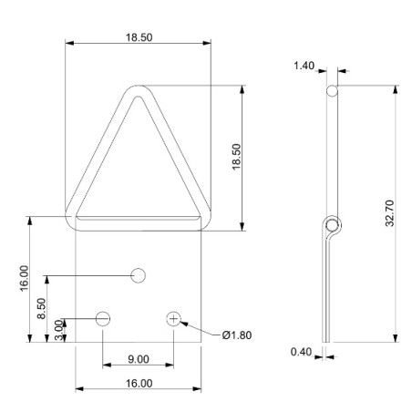 1 x Attache triangulaire pour tableau 16MM Acier brut