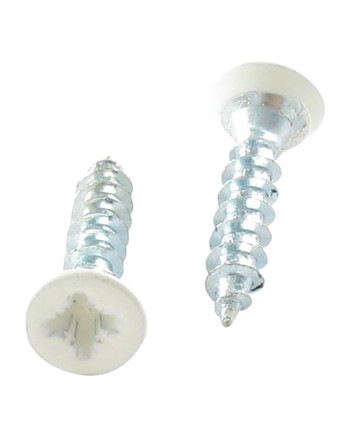 VBA Vis bois agglo Tête fraisée Pozi N°2 5X60 Filetage total Acier zingué RAL9010 blanc pur