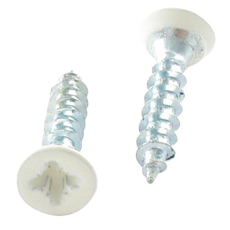 1 x VBA Vis bois agglo Tête fraisée Pozi N°2 5X60 Filetage total Acier zingué RAL9010 blanc pur