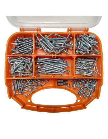 Assortiment de 280 VBA Vis bois agglo Tête fraisée Pozi Acier zingué Embout