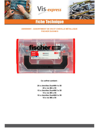 Assortiment de Vis et Cheville Métallique Fischer DUOHM S