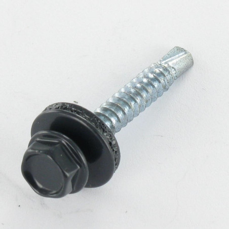 1 x Vis autoperceuse Tête hexagonale TH 4.8X35 Rondelle d'étanchéite EPDM Acier zingué RAL7016 gris anthracite