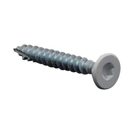 1 x Vis bois TEKOR Tête fraisée Cranté 5X40 TORX T25 Pointe antifendage type 17 SABLE RAL9016 blanc signalisation