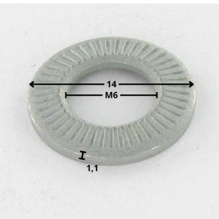 1 x Rondelles contact M6X14X1.3 Acier zingué Série M (Moyenne)