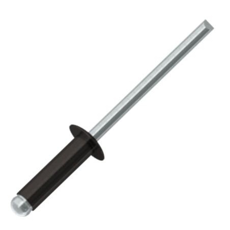 1 x Rivet aveugle Aluminium Tige acier 3.4X9 Tête Ronde Standard Noir