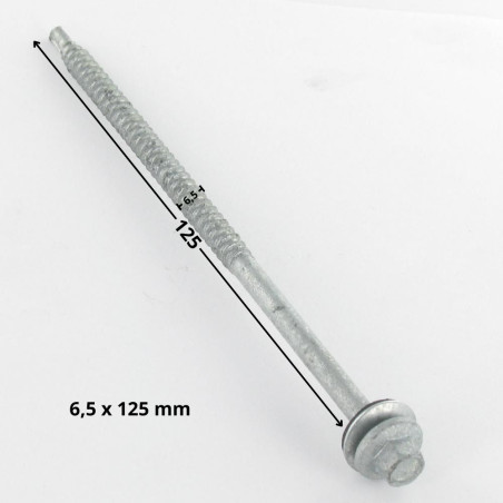 1 x Vis autoperceuse Tête hexagonale TH 6.5X125 Rondelle Forte tenue à la corrosion Acier galvanisé à chaud