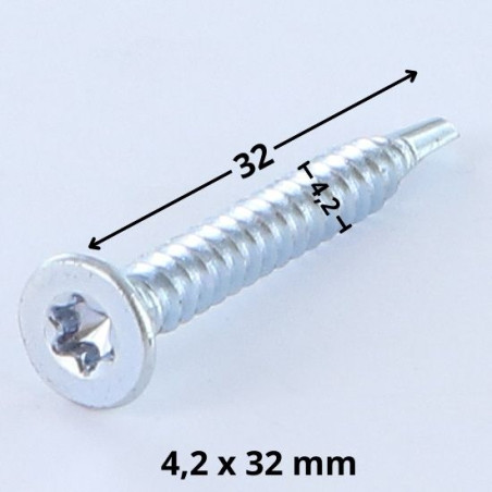 1 x Vis autoperceuse Tête fraisée TORX T20 4.2X32 Acier zingué