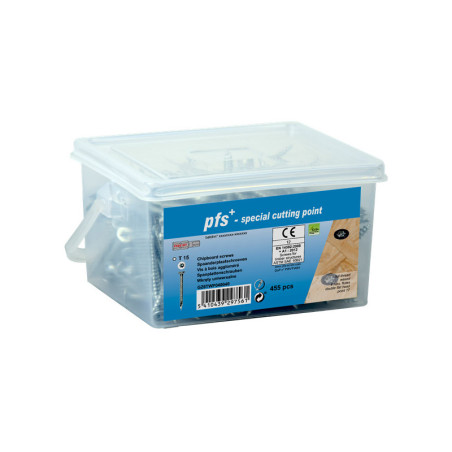 1 x Seau de 455 Vis bois agglo 4X40 Tête fraisée TORX T20 Pointe antifendage type 17 Acier zingué