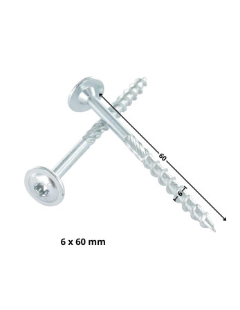 Vis bois TEKOR Tête disque TORX T30 Pointe antifendage type 17 6X60 Filetage partiel Acier zingué