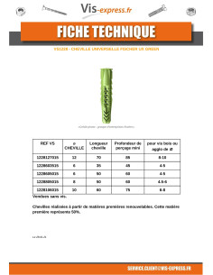 Cheville Fischer UX GREEN 8X50 2