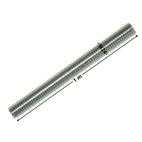 1 x Tige filetée M24 Longueur 1 mètre Classe 4.8 Acier zingué