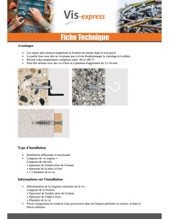 Cheville Nylon Sans collerette Fischer S 4X20