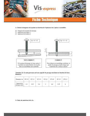 Vis autoperceuse Tête fraisée Phillips 5.5X32 Filet tôle Acier zingué