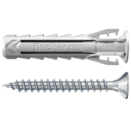 1 x Cheville à expansion Fischer avec vis SX PLUS 8X40 S Nylon