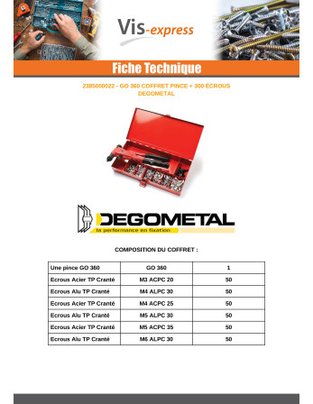 Assortiment de PINCE GO360 + 300 Ecrou à sertir
