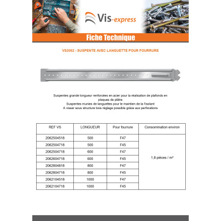 1 x Suspente Sécable 480 pour fourrure F45