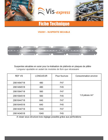 Suspente Sécable 480 pour fourrure F45