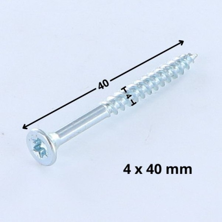 1 x VBA Vis bois agglo Tête fraisée TORX T20 4X40 Acier zingué