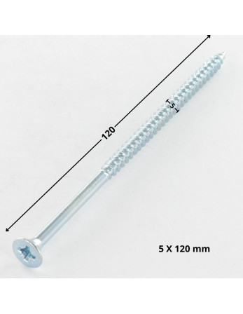 VBA Vis bois agglo Tête fraisée Pozi N°2 5X120 Filetage partiel Acier zingué
