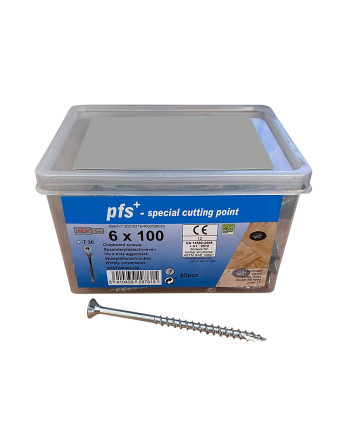 Seau de 85 Vis bois agglo 6X100 Tête fraisée TORX T30 Pointe antifendage type 17 Acier zingué