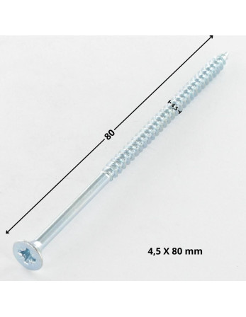 VBA Vis bois agglo Tête fraisée Pozi N°2 4.5X80 Filetage partiel Acier zingué