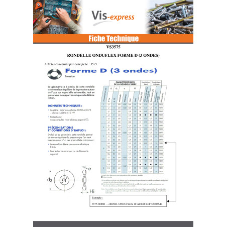 1 x Rondelle ONDUFLEX M10X19X0.20 Type D 3 Ondes