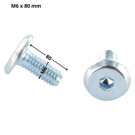 1 x Vis métaux tête plate Clé de 4 HC4 M6X80 Acier zingué