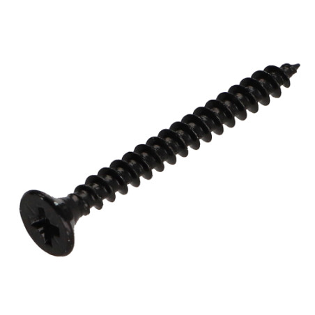 1 x VBA Vis bois agglo Tête fraisée Pozi N°1 3X30 Filetage total Acier zingué noir microvis