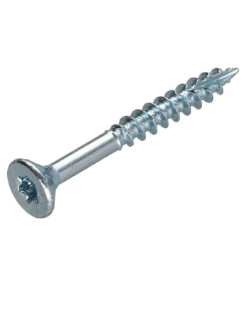 Vis bois TEKOR Tête fraisée Cranté 4.5X50 Filetée sur 30 TORX T25 Acier zingué Pointe antifendage type 17