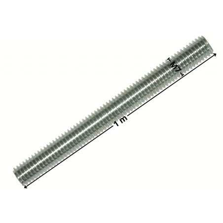 1 x Tige filetée M7 Pas de 150 Longueur 1 mètre Classe 4.8 Acier zingué