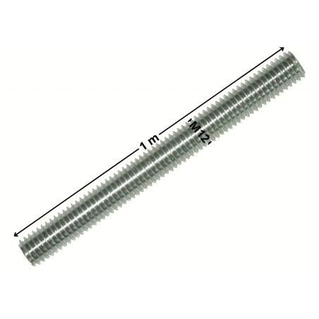 1 x Tige filetée M12 Longueur 1 mètre Classe 8.8 Acier zingué