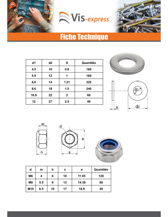 Assortiment de 1760 Ecrou et Rondelle Inox A4