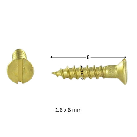 1 x Vis bois Laiton Tête fraisée Fendue 1.6X8 microvis
