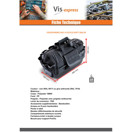 1 x SAC à OUTILS SOFT BAG M