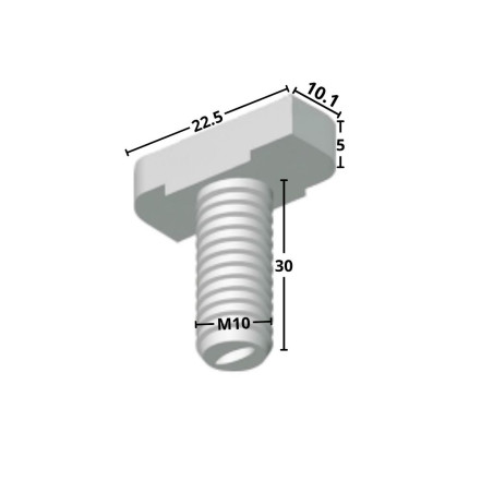 1 x Vis métaux Tête marteau M10X30 pour profilés 28/15 Classe 8.8 avec écrou Acier brut