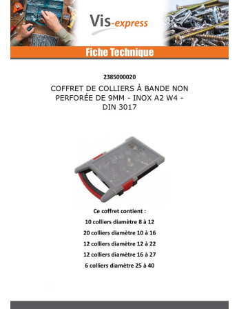 Assortiment de 60 COLLIERS BANDE Non PERFOREE De 9