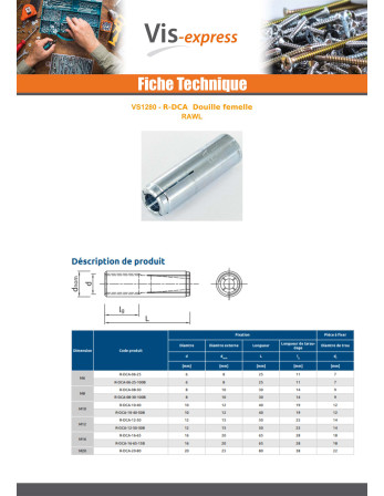 Cheville NUGGET RAWLPLUG Acier zingué 8X30