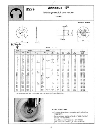 Anneau TRUARC"E" TYPE863 Arbre Diamètre 9 Acier brut