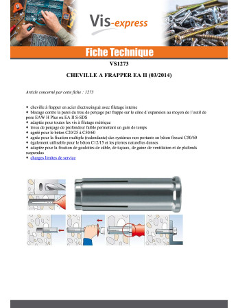 Cheville à frapper Fischer EAII M20X80 Acier zingué