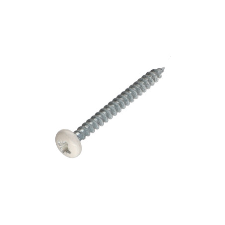 1 x VBA Vis bois agglo Tête ronde TR Pozi N°2 5X50 Acier zingué Laqué blanc RAL9010 blanc pur