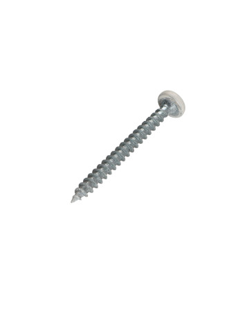 VBA Vis bois agglo Tête ronde TR Pozi N°2 5X50 Acier zingué Laqué blanc RAL9010 blanc pur