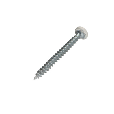 1 x VBA Vis bois agglo Tête ronde TR Pozi N°2 5X50 Acier zingué Laqué blanc RAL9010 blanc pur