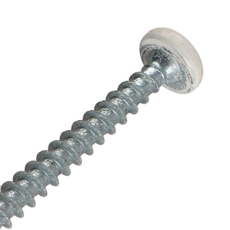 1 x VBA Vis bois agglo Tête ronde TR Pozi N°2 5X50 Acier zingué Laqué blanc RAL9010 blanc pur